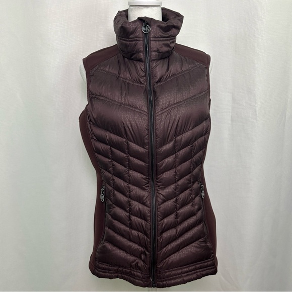 Michael Kors Women’s Medium Purple Puffer Quilted Full Zip Vest Down Filled - Picture 1 of 12